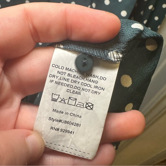 Suzanne Betro Teal/Black Polka Dot Long Sleeve Dress size 2X - Picture 7 of 12